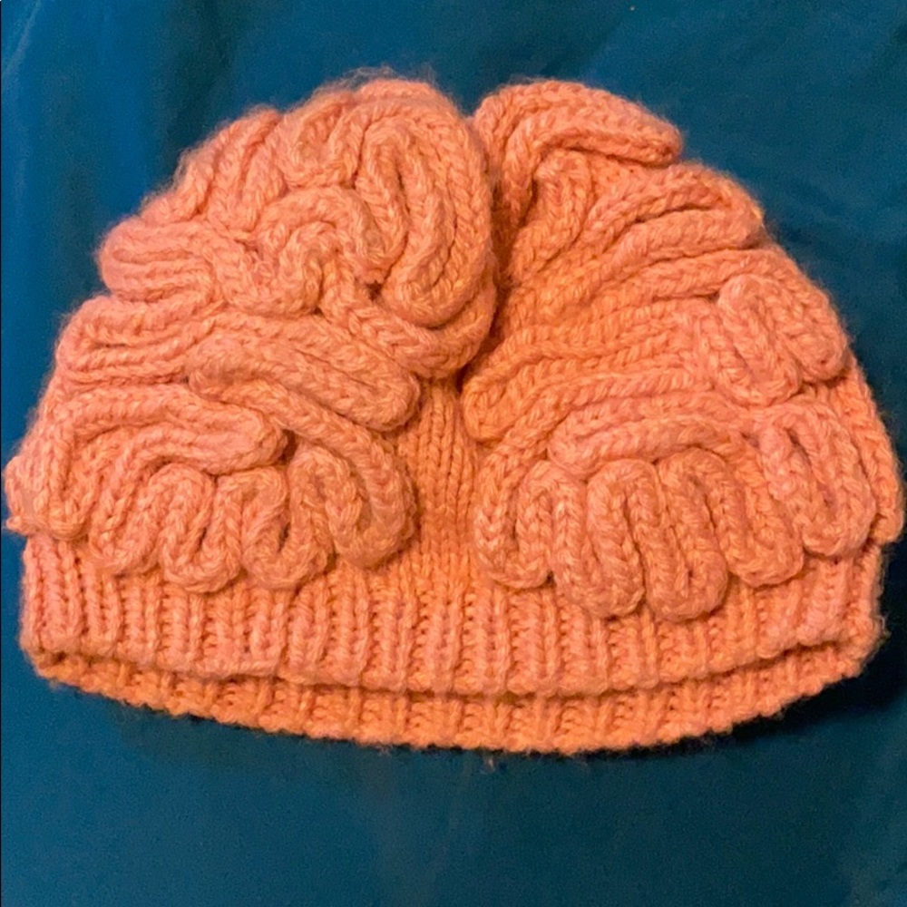 Crocheted brain beanie